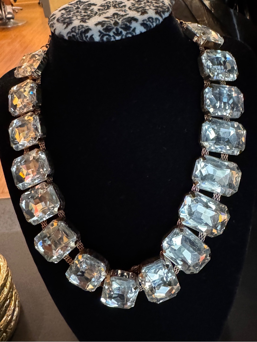 Crystal Statement Necklace - Clear Gem Bib Necklace